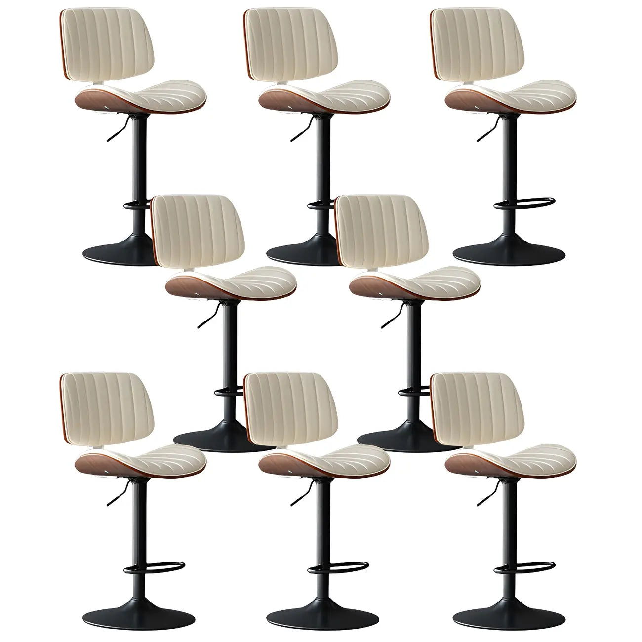 Tabourets de bar pivotants réglables modernes en similicuir