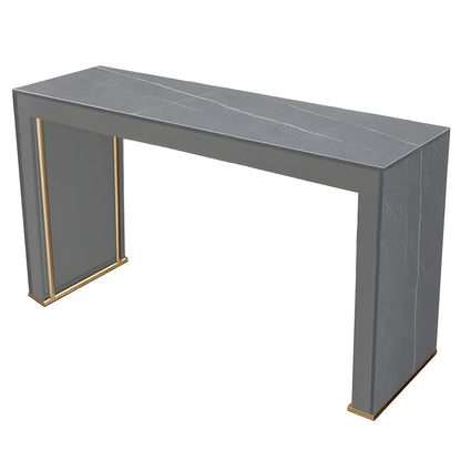 Tables de bar modernes à double piétement en bois et plateau en pierre blanche