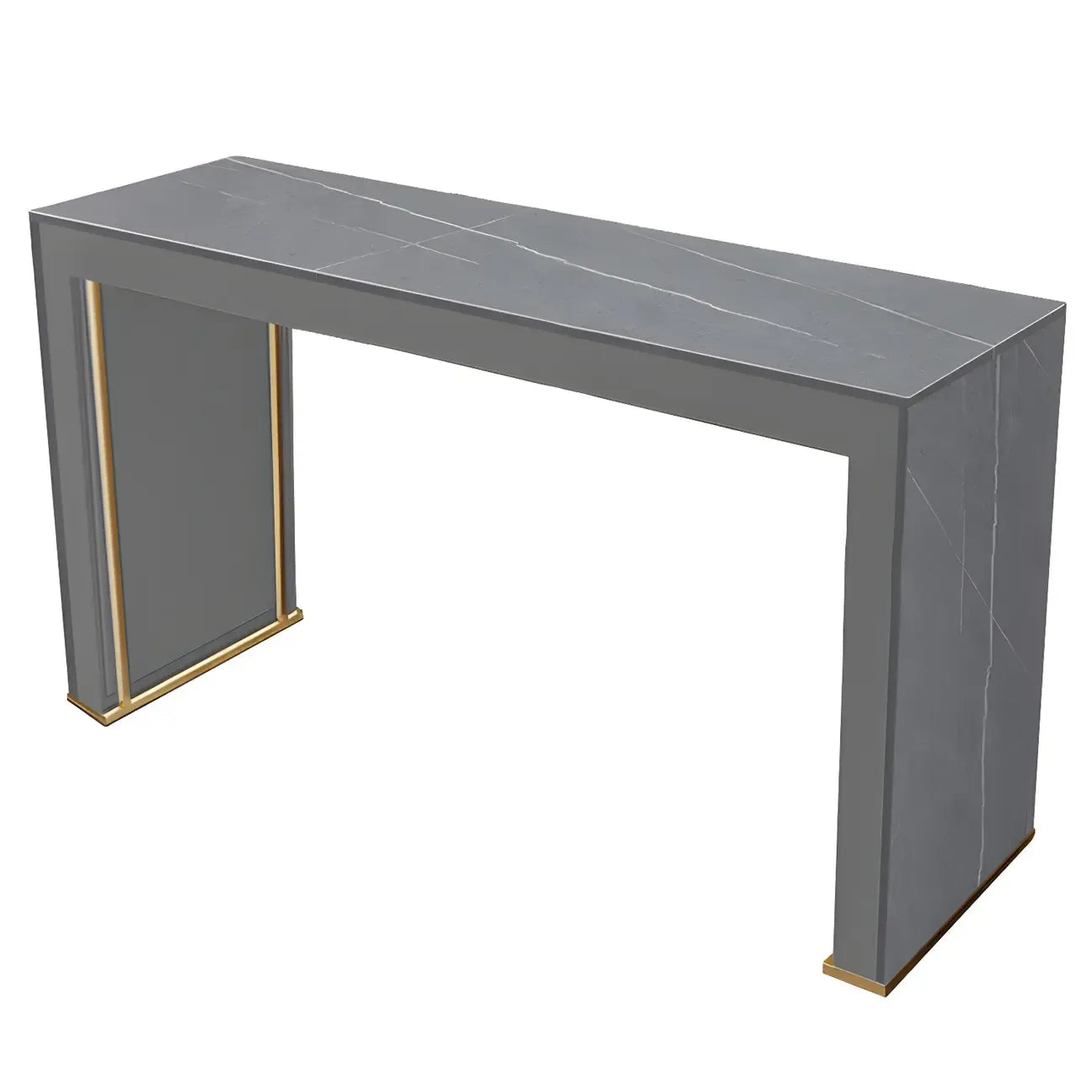 Tables de bar modernes à double piétement en bois et plateau en pierre blanche