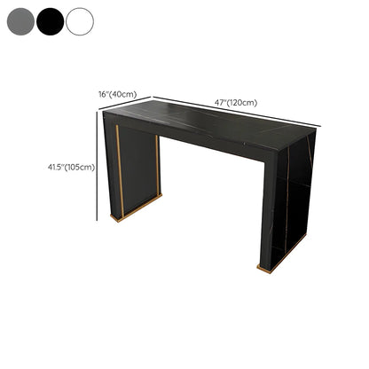 Tables de bar modernes à double piétement en bois et plateau en pierre blanche