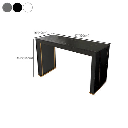 Tables de bar modernes à double piétement en bois et plateau en pierre blanche