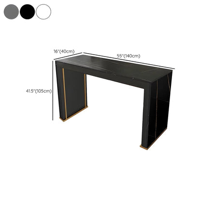 Tables de bar modernes à double piétement en bois et plateau en pierre blanche