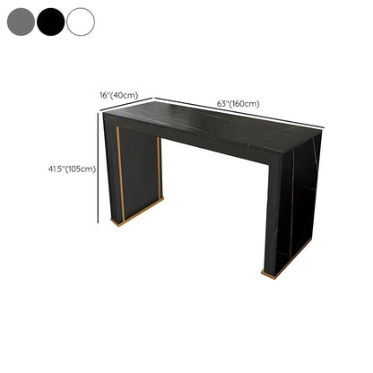 Tables de bar modernes à double piétement en bois et plateau en pierre blanche