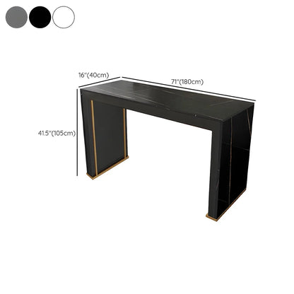 Tables de bar modernes à double piétement en bois et plateau en pierre blanche