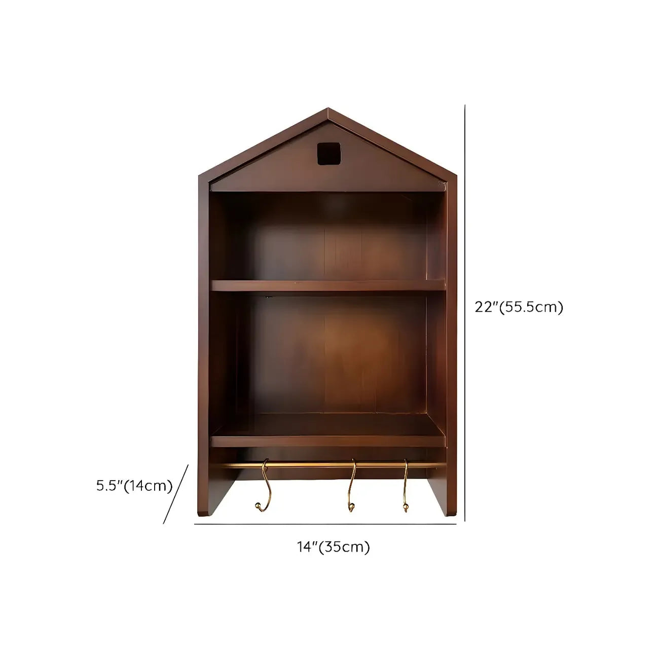 Vitrine flottante en bois à 2 étagères en forme de maison classique