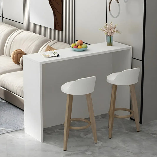 Table de bar rectangulaire blanche en bois pour salon