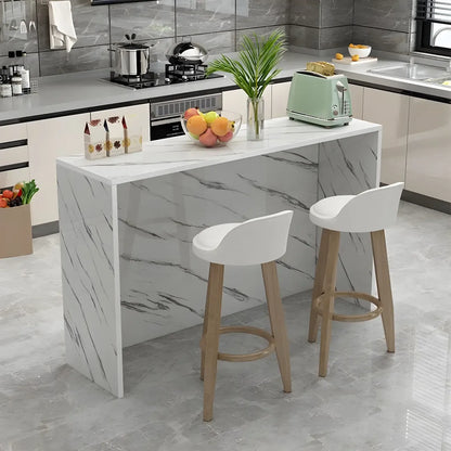 Table de bar rectangulaire blanche en bois pour salon