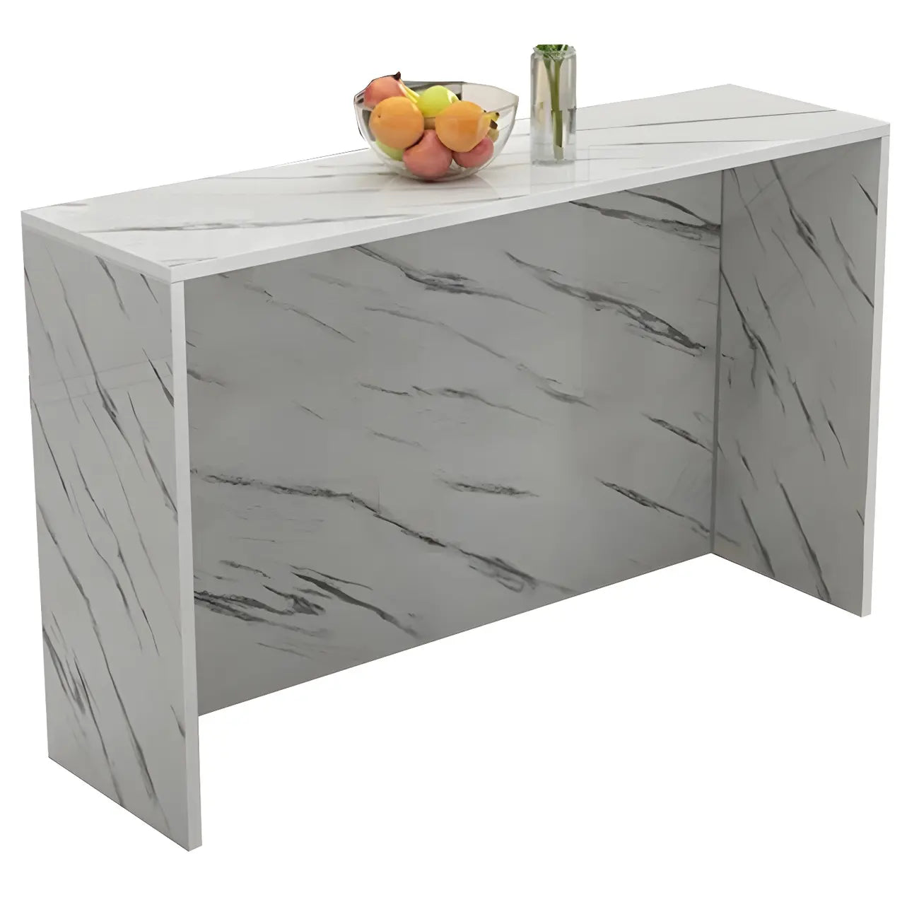 Table de bar rectangulaire blanche en bois pour salon