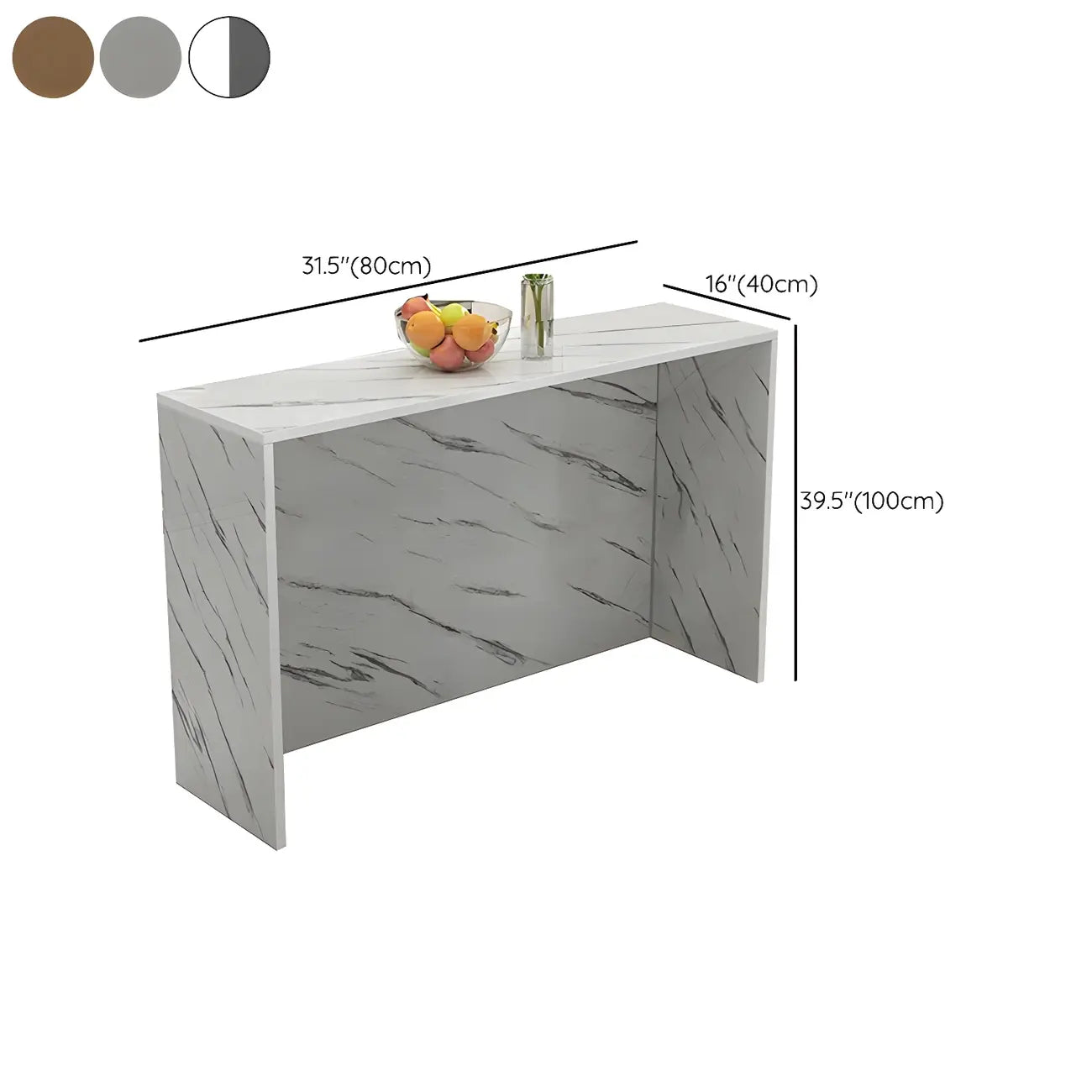 Table de bar rectangulaire blanche en bois pour salon