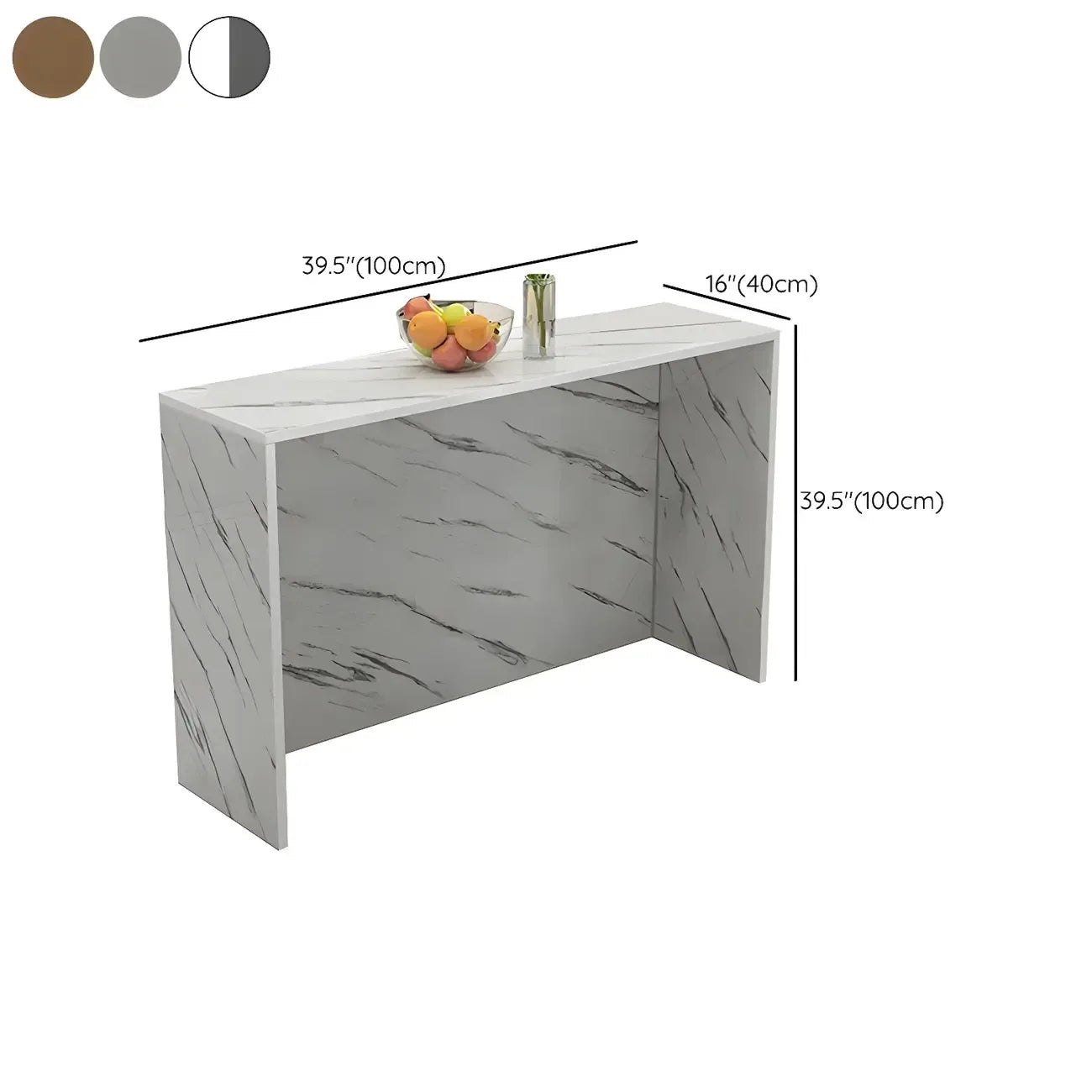 Table de bar rectangulaire blanche en bois pour salon