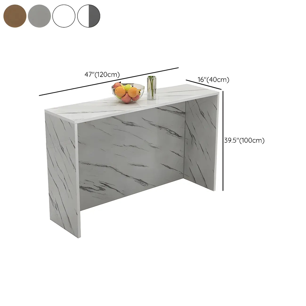 Table de bar rectangulaire blanche en bois pour salon