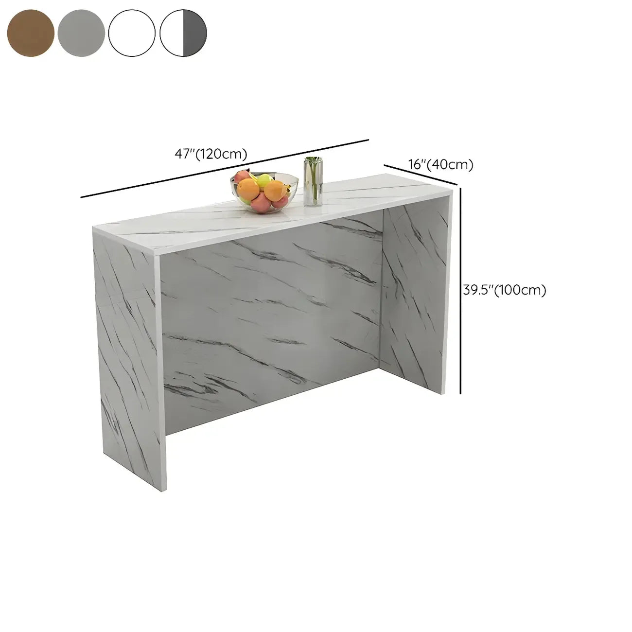 Table de bar rectangulaire blanche en bois pour salon