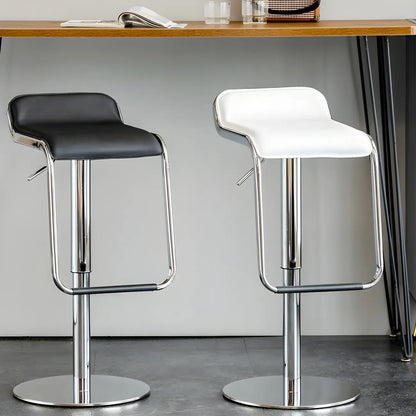 Tabouret de bar pivotant moderne sur pied, hauteur réglable, dossier bas, revêtement en similicuir.