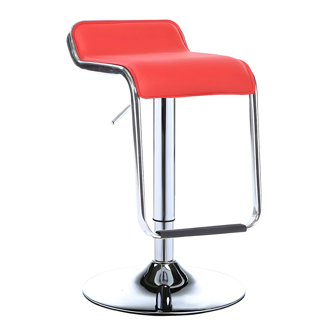 Tabouret de bar pivotant moderne sur pied, hauteur réglable, dossier bas, revêtement en similicuir.
