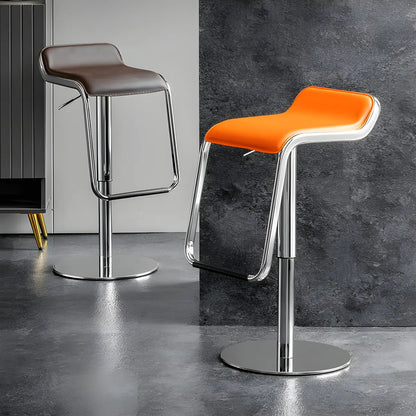 Tabouret de bar pivotant moderne sur pied, hauteur réglable, dossier bas, revêtement en similicuir.