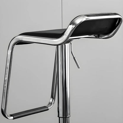 Tabouret de bar pivotant moderne sur pied, hauteur réglable, dossier bas, revêtement en similicuir.