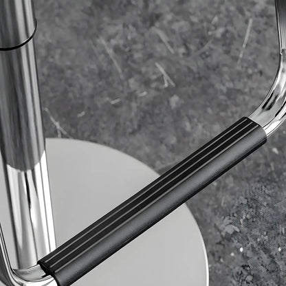 Tabouret de bar pivotant moderne sur pied, hauteur réglable, dossier bas, revêtement en similicuir.