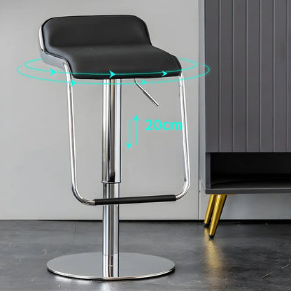 Tabouret de bar pivotant moderne sur pied, hauteur réglable, dossier bas, revêtement en similicuir.