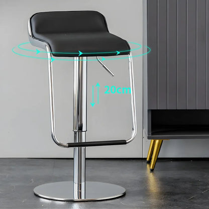 Tabouret de bar pivotant moderne sur pied, hauteur réglable, dossier bas, revêtement en similicuir.