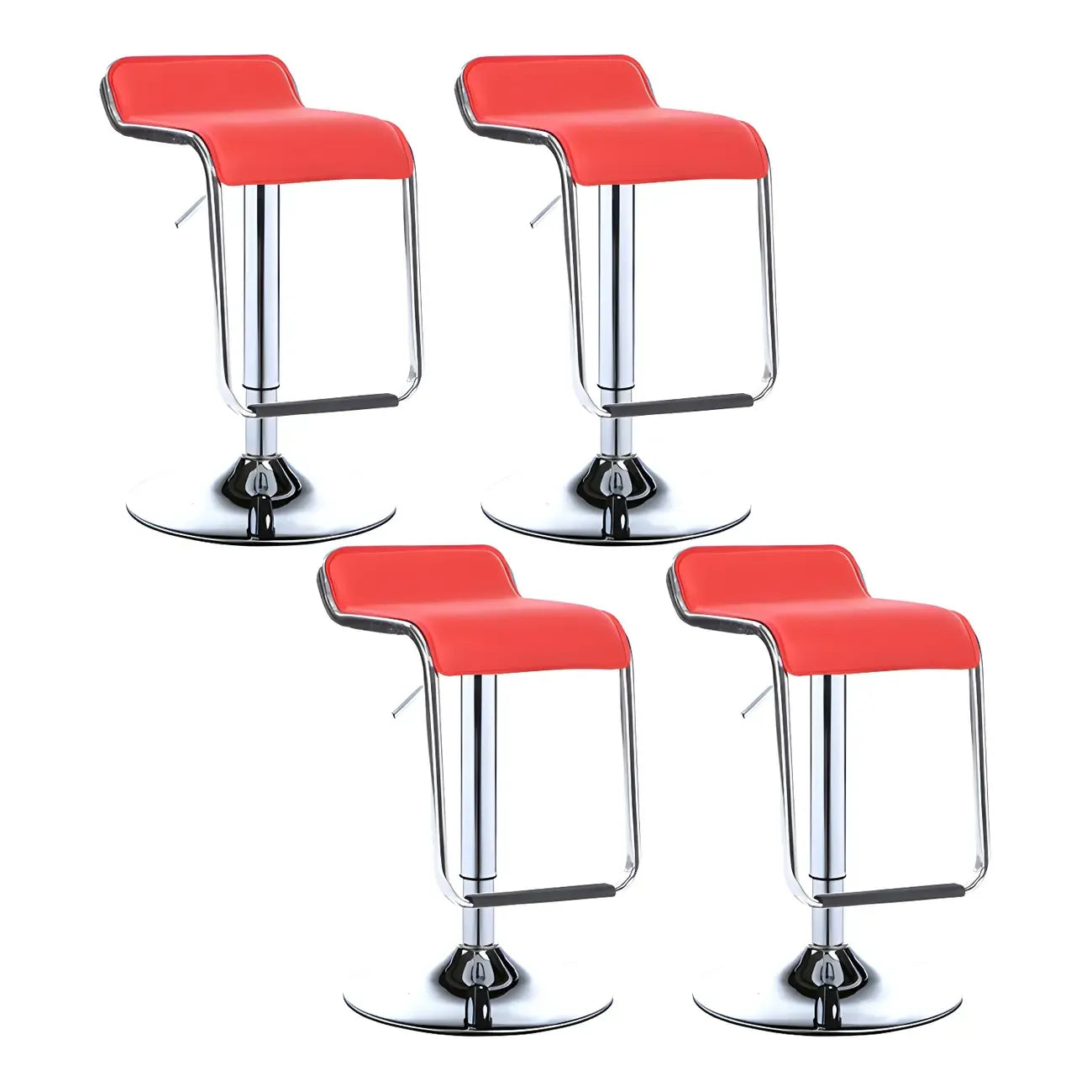 Tabouret de bar pivotant moderne sur pied, hauteur réglable, dossier bas, revêtement en similicuir.