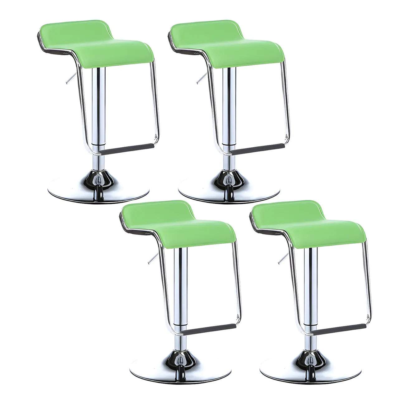 Tabouret de bar pivotant moderne sur pied, hauteur réglable, dossier bas, revêtement en similicuir.