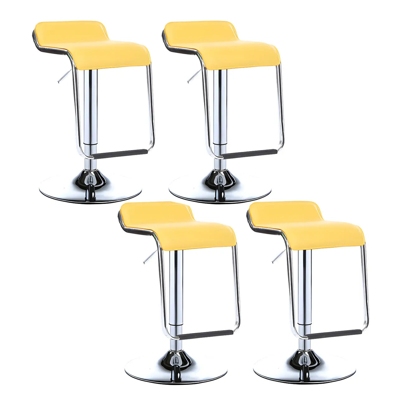 Tabouret de bar pivotant moderne sur pied, hauteur réglable, dossier bas, revêtement en similicuir.