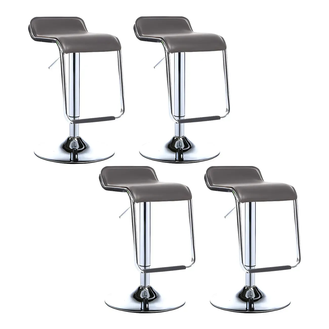 Tabouret de bar pivotant moderne sur pied, hauteur réglable, dossier bas, revêtement en similicuir.