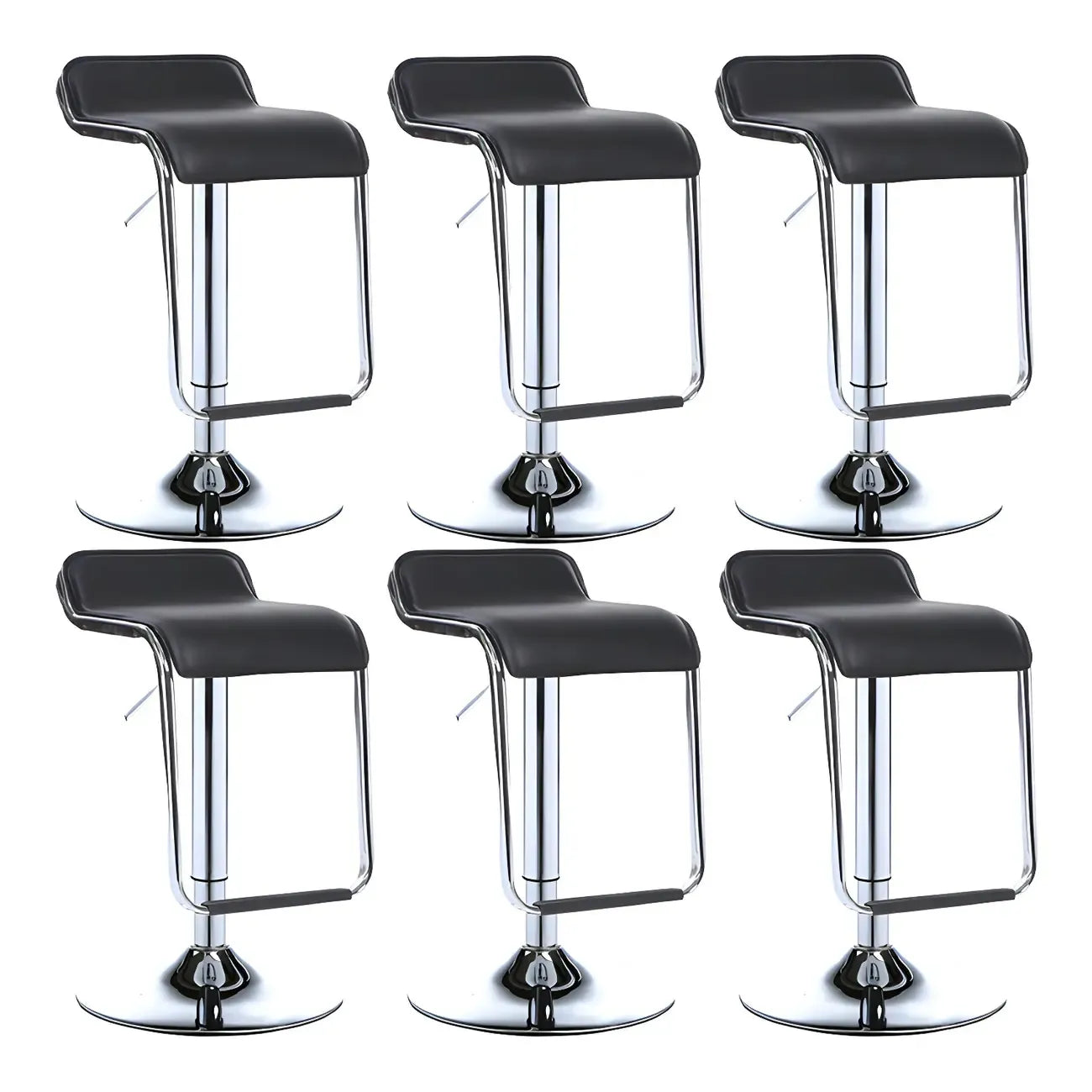 Tabouret de bar pivotant moderne sur pied, hauteur réglable, dossier bas, revêtement en similicuir.