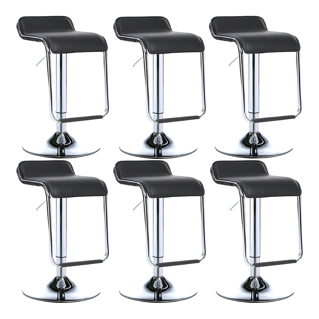 Tabouret de bar pivotant moderne sur pied, hauteur réglable, dossier bas, revêtement en similicuir.