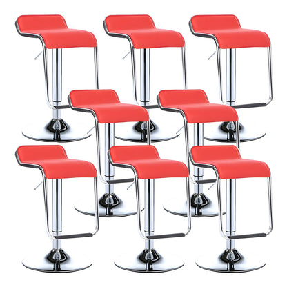 Tabouret de bar pivotant moderne sur pied, hauteur réglable, dossier bas, revêtement en similicuir.