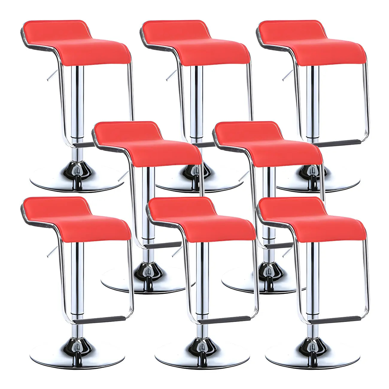Tabouret de bar pivotant moderne sur pied, hauteur réglable, dossier bas, revêtement en similicuir.