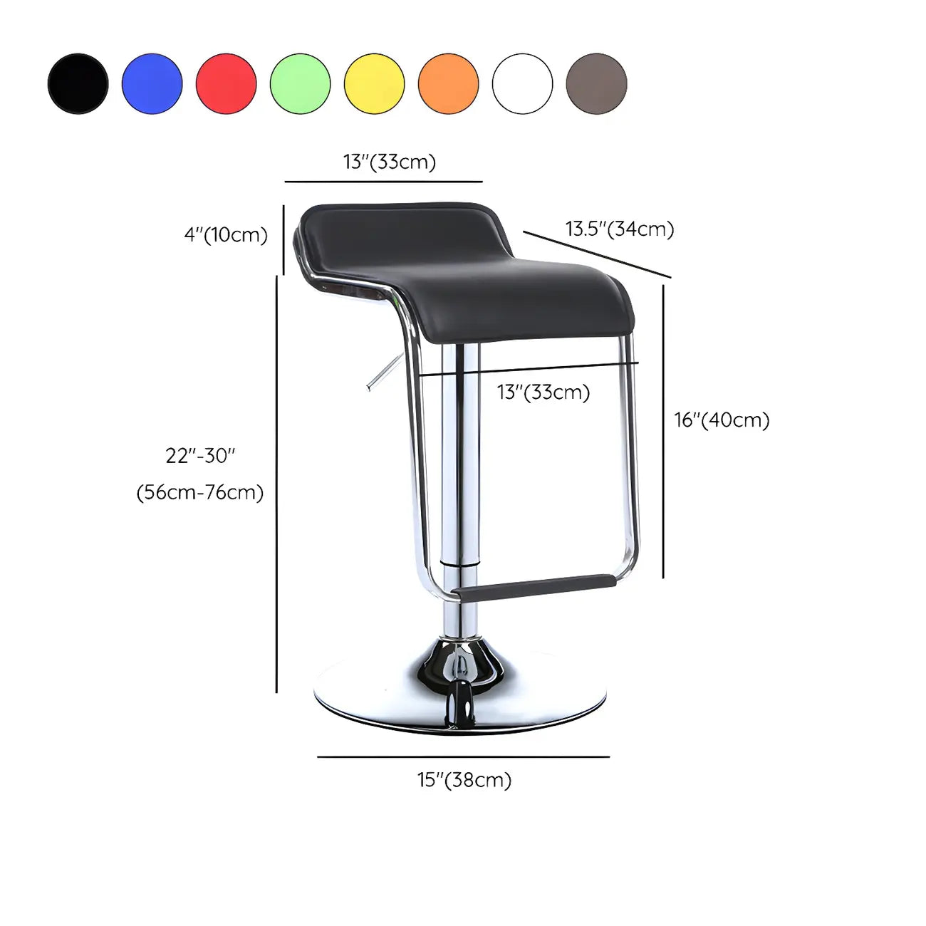 Tabouret de bar pivotant moderne sur pied, hauteur réglable, dossier bas, revêtement en similicuir.