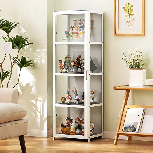 Vitrine moderne en bambou blanc et verre pour figurines
