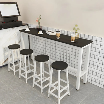 Tables de bar rectangulaires en bois naturel et métal à tréteaux