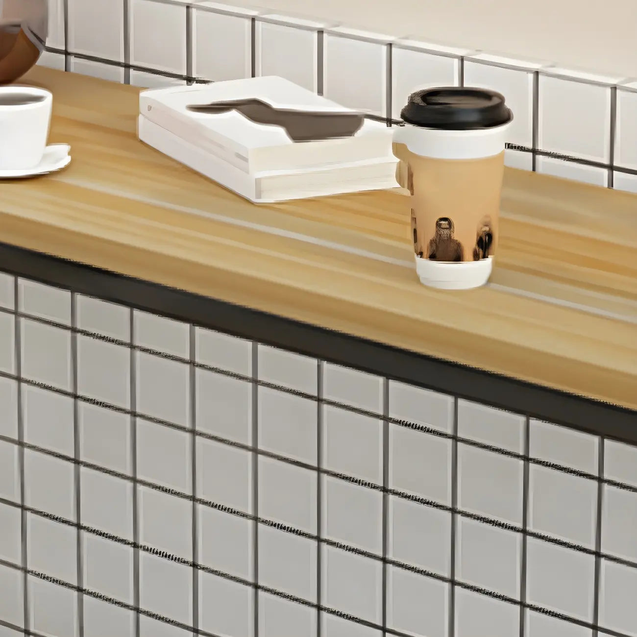Tables de bar rectangulaires en bois naturel et métal à tréteaux