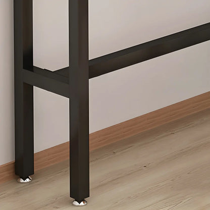 Tables de bar modernes en forme de L, en bois naturel et métal, avec tréteaux