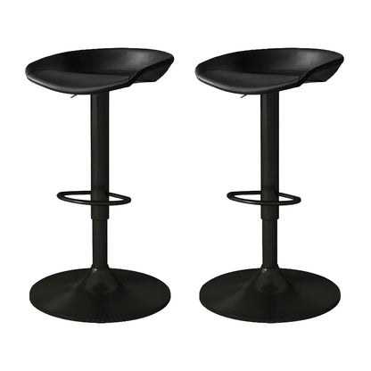 Tabouret de bar pivotant et réglable en cuir noir moderne
