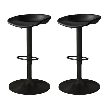 Tabouret de bar pivotant et réglable en cuir noir moderne