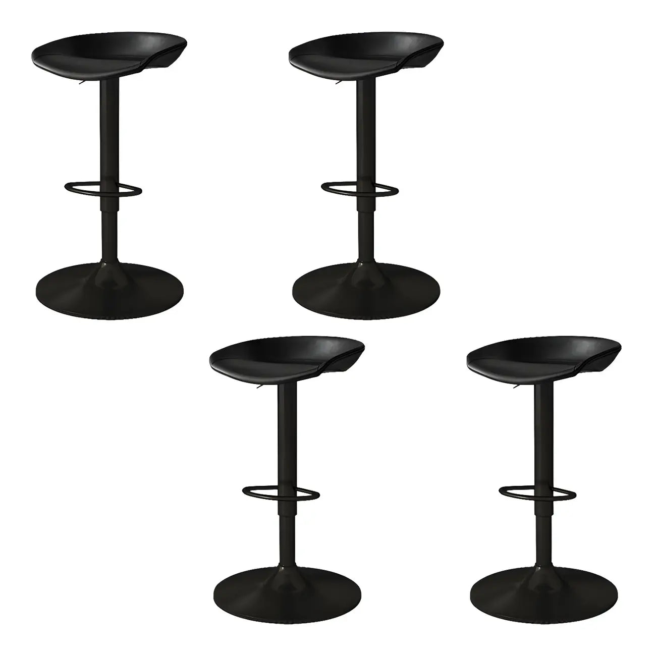 Tabouret de bar pivotant et réglable en cuir noir moderne
