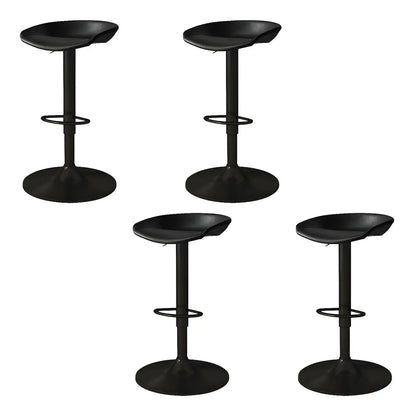 Tabouret de bar pivotant et réglable en cuir noir moderne