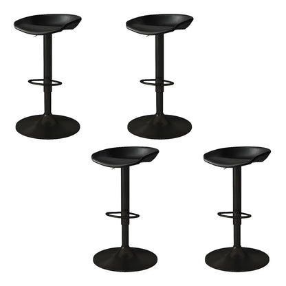 Tabouret de bar pivotant et réglable en cuir noir moderne