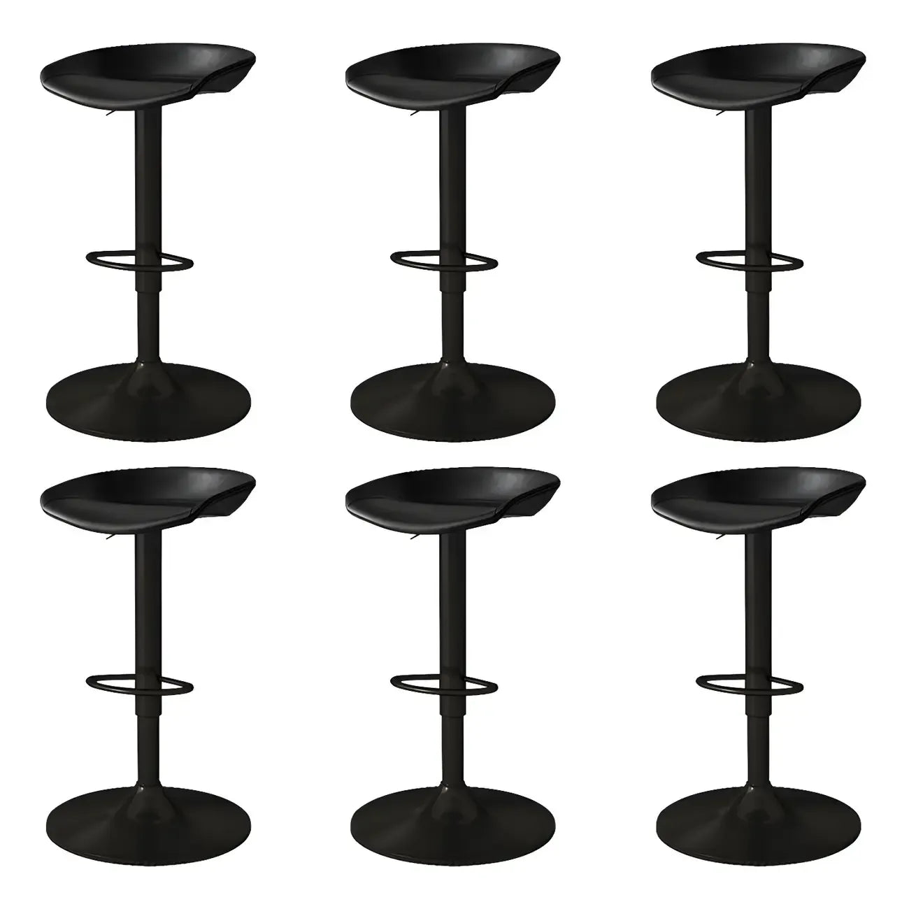 Tabouret de bar pivotant et réglable en cuir noir moderne