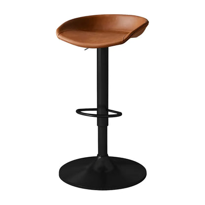 Tabouret de bar pivotant et réglable en cuir noir moderne