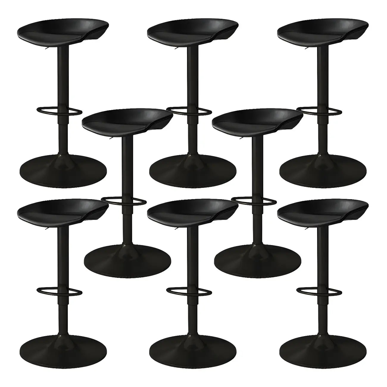 Tabouret de bar pivotant et réglable en cuir noir moderne