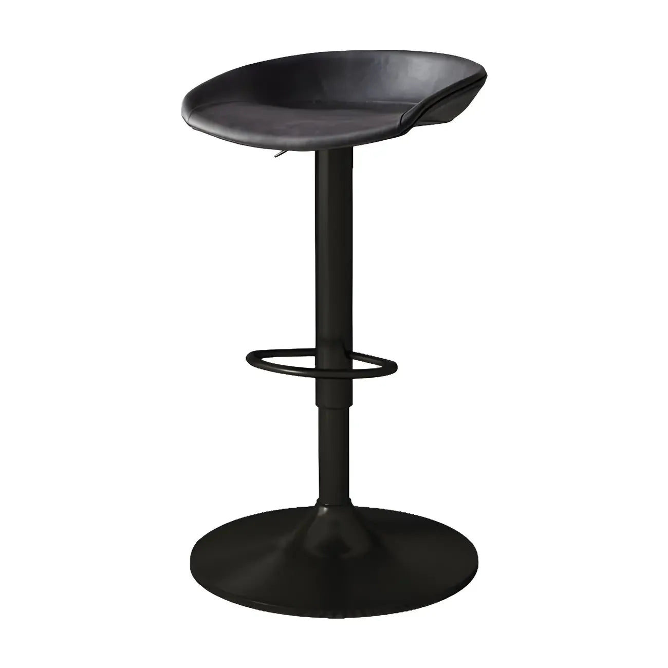 Tabouret de bar pivotant et réglable en cuir noir moderne