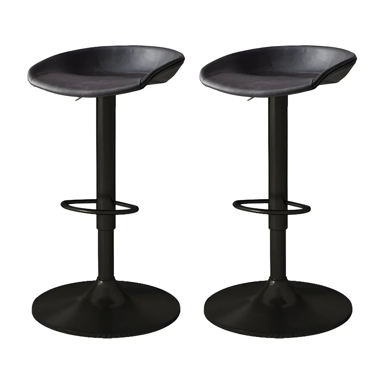 Tabouret de bar pivotant et réglable en cuir noir moderne