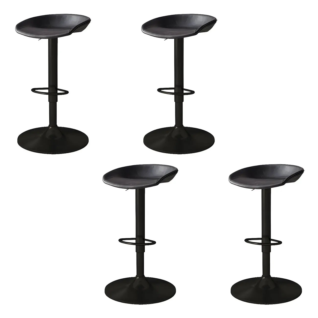Tabouret de bar pivotant et réglable en cuir noir moderne