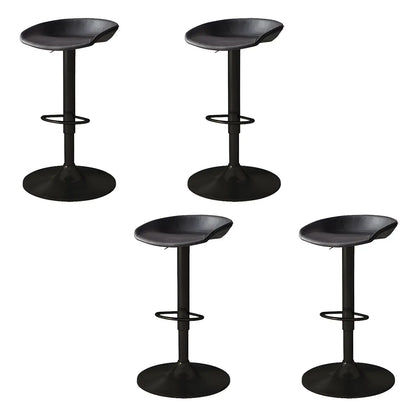 Tabouret de bar pivotant et réglable en cuir noir moderne