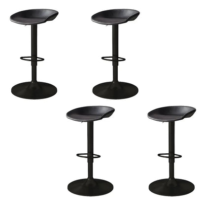 Tabouret de bar pivotant et réglable en cuir noir moderne