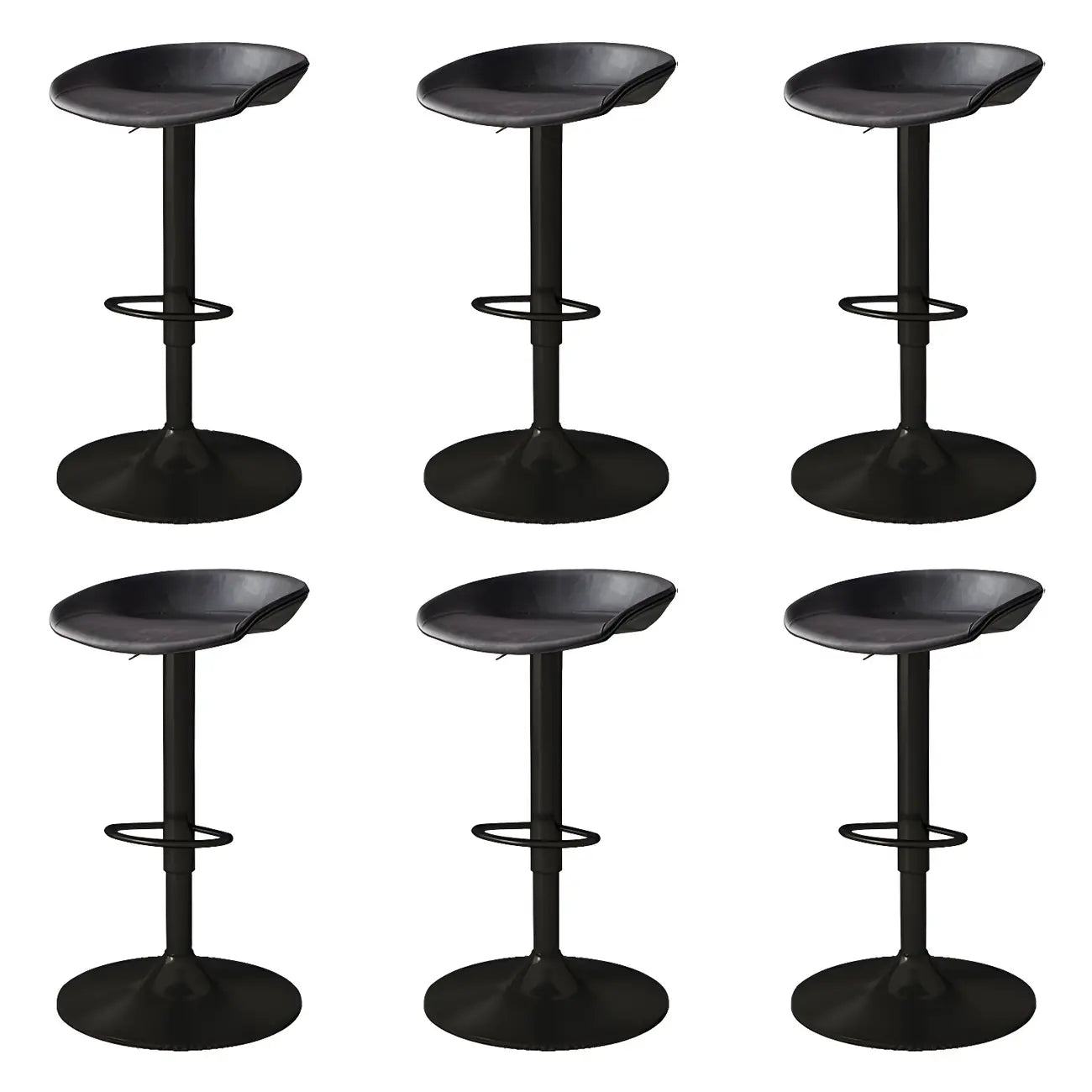Tabouret de bar pivotant et réglable en cuir noir moderne